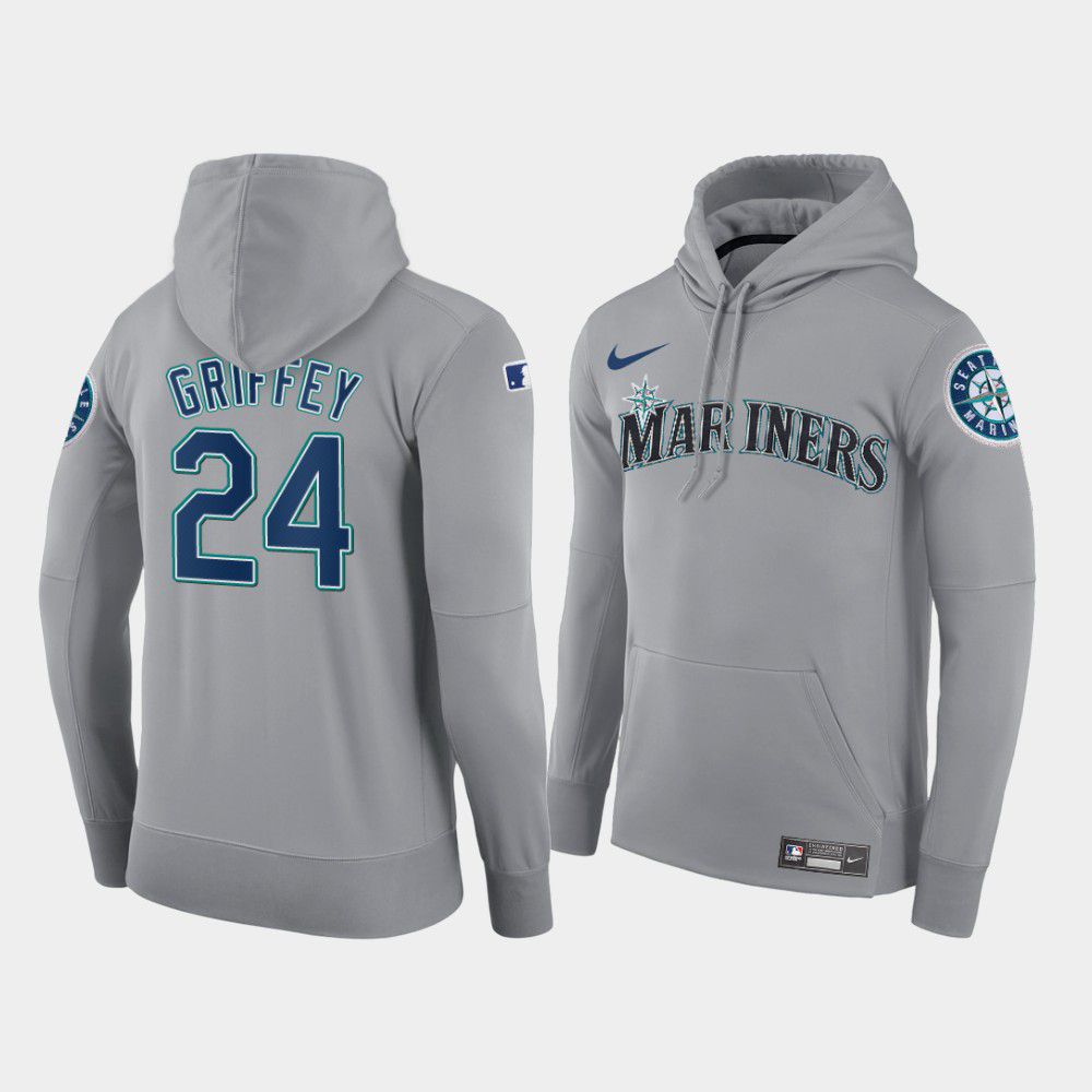 Men Seattle Mariners #24 Griffey gray road hoodie 2021 MLB Nike Jerseys